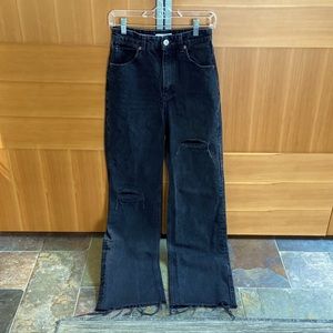 Zara High Waisted Wide Leg Distressed Jean